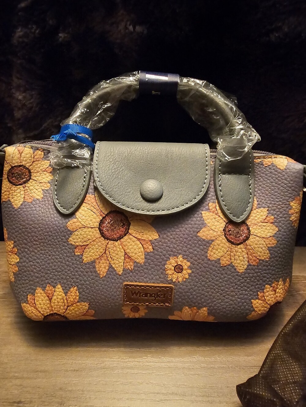 NWT Wrangler Sunflower Mini Satchel | Jean Gray Crossbody w/ Dust Bag